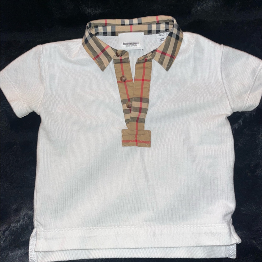Burberry Vintage Check Trim Cotton Piqué Polo Shirt